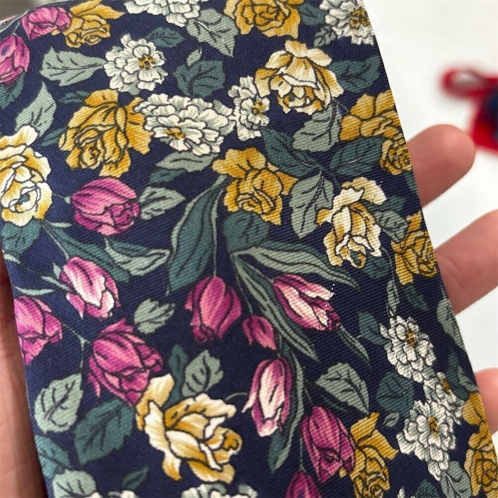 Lands End Men's Floral Tie Multicolor Wedding Business Party - Picture 5 of 5